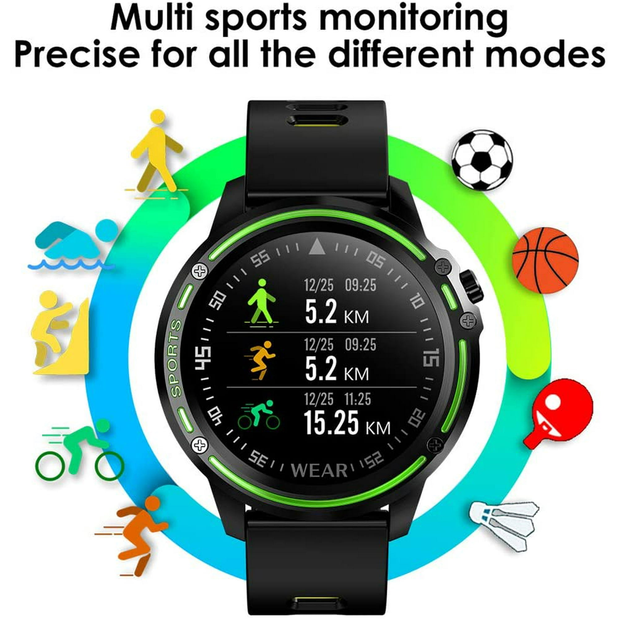 axGear PADGENE Smart Watch IP68 Waterproof Bluetooth Smart Watch Variety of Exercise Modes Fitness Tracker Walmart