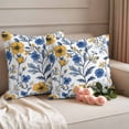 thumbnail image 2 of Outdoor Pillow Covers Spring Yellow Blue Flower on White Waterproof Pillow Cases 20x20 Set of 2, Seamless Floral Leaves Throw Pillow Cover Pillowcase for Patio Balcony Couch Garden, 2 of 9