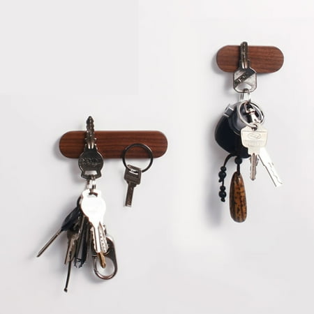

Juhai Key Holder Strong Magnetic Natural Beech Home Wall Decroation Key Organizer for Home(Dark Walnut Color L)