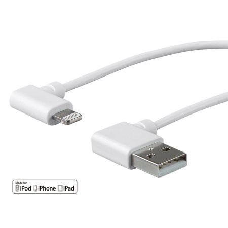 Monoprice Iphone Lightning Monoprice 90 Degree Apple MFi Certified Lightning to USB Charge & Sync Cable 6-inch White | iPhone X 8 8 Plus 7 7 Plus 6s 6 SE 5s, iPad, Pro, Air 2 Compatible ()