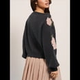 thumbnail image 4 of Suéter Floral Vintage para Mujer, Cuello , Larga, Tejido Informal, Tops Tipo Jersey Negro M, 4 of 9