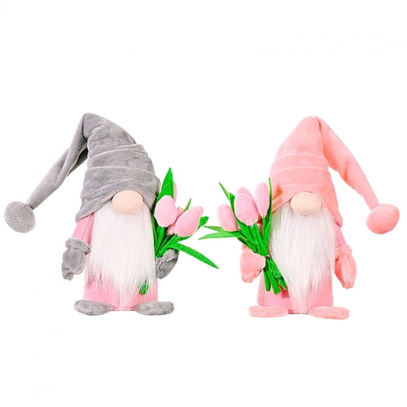 Chmadoxn 14" Mother's Day Gnomes Plush, 2Pcs Spring Flowers Scandinavian Gnome, Tomte Table Decor for Christmas Valentines, Cute Birthday Gifts for Girlfriend Wife Grandmother MOM Daughter