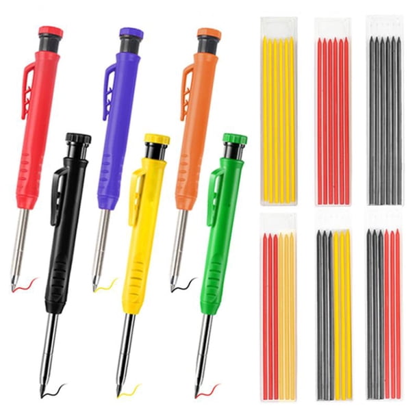 3 Colors Solid Carpenter Pencil Set Woodworking Tools Mechanical Pencil Refill Construction Job Tools Carpentry Marking ScriberSet-D He Qiyong unisex