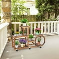 thumbnail image 2 of Costway 6-tier 8 Potted Rolling Plant Stand Wooden Storage Display Shelf Rack with Wheels, 2 of 8