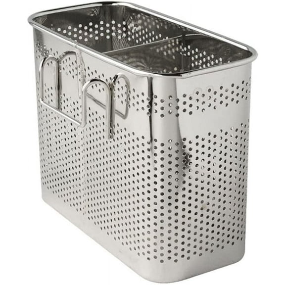 Kitchen Utensils Chopsticks Holder Drying Rack Basket with Hooks 2 Divided Compartments Quality Stainless Steel Large 5.5" X 4.3"