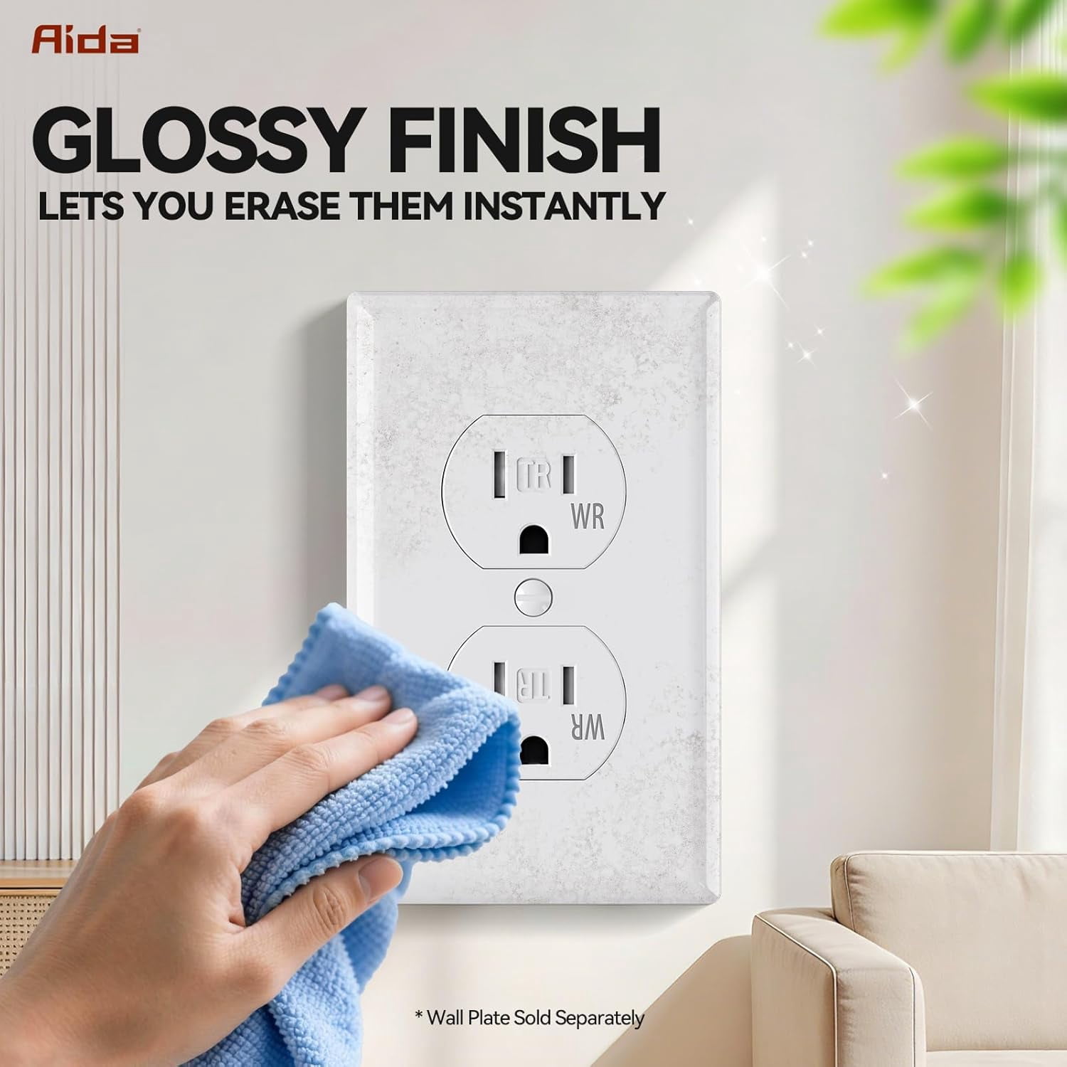 15 Amps Outlets Duplex Electrical Receptacle Outlets,Tamper Resistant & Weather Resistance Electrical Receptacle, 2 Pole,3-Wire, Self-Grounding, NEMA 5-15R,UL Listed (10 Pack, White)