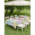 thumbnail image 3 of Outdoor Tablecloth with Umbrella Hole and Zipper, Happy Easter Rectangle Table Cloth 60x84 Inch Waterproof Tablecloth, Spring Bunny Eggs Flower Teal Wood Grain Picnic Table Cover for Patio Camping, 3 of 7