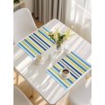 thumbnail image 5 of Blue Yellow Striped Placemats Set of 6, Colorful Ombre Abstract Stripes Placemats for Dining Table, Place Mats for Kitchen Tabletop, Waterproof Wipeable Dining Table Mats Set, 5 of 9
