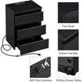 thumbnail image 3 of CHAUKY Nightstand with Charging Station, Wood Bedside Table with 3 Drawers, Bedside Storage Cabinet Unit with 2 USB Ports & Power Outlets for Bedroom/Small Space/Home Office, Black, 3 of 19