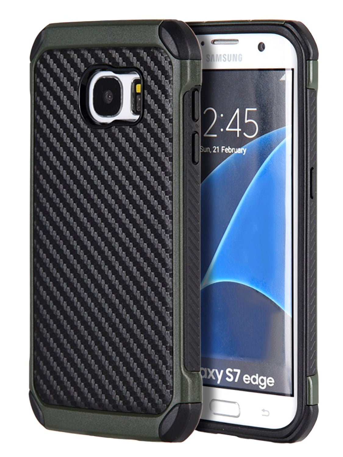 masker handelaar Verrijken Samsung Galaxy S7 Edge Tough Hybrid Case Black TPU Blue Pc With Carbon  Fiber Finish - Walmart.com