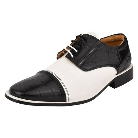 LIBERTYZENO Mens Oxford Formal Dress Shoes For Adult Male  Black/White