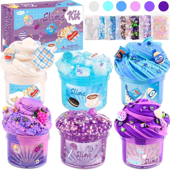 6 Pack Slimes Kit, Pink Slime, Cloud Butter & Clear Slime, Party Favors,Goodie Bag Stuffers,Birthday Gift Ideas Cute Stuff
