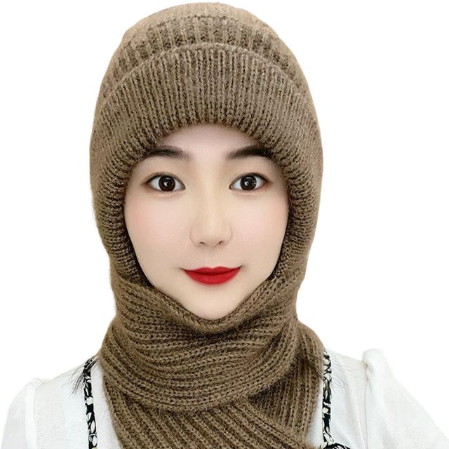 Woolen Cap Windproof Washable Non-Fading Breathable High Elastic Padded Lining Woolen Hat Scarf for Daily Wear