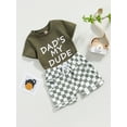 thumbnail image 3 of Faithtur Vêtements d'Été pour Garçons Ensemble 2 Pcs T-Shirts à Manches Courtes Col Rond Imprimé Lettre et Shorts à Damier, 3 of 9