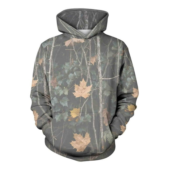 Winter Saving! HVOBTTY Women's Hoodie Sweatshir, Womens Men Hoodies Maple Leaf Print Oversized Hooded Sweatshirt Fleece Pullover Sweatshirts Long Sleeve with Pocket Camouflage, S