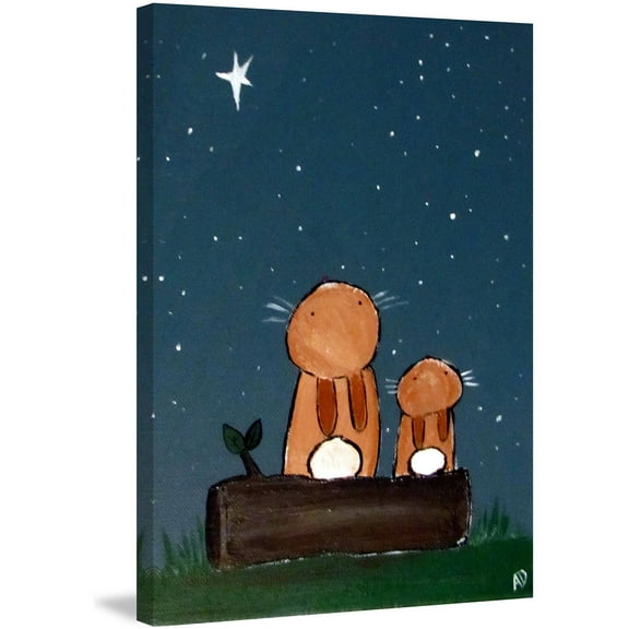 Marmont Hill "Stargazing Bunnies" by Andrea Doss Painting Print on Wrapped Canvas