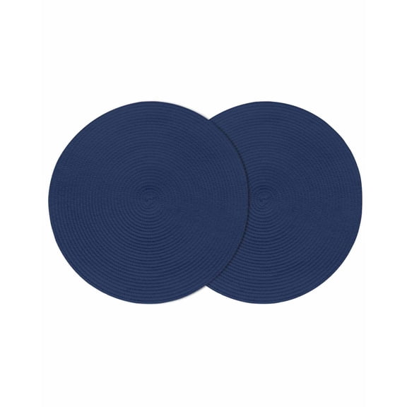 Round Placemats Navy Blue 15 inch Set of 2 Table Mats for Dining Table Solid Color Heat Resistant Non-Slip Kitchen & Home Decorative Place Mat Set