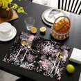 thumbnail image 3 of Black and Pink Of Leopard Print Summer Placemats Table Placemats Set Of 6-Linen Kitchen Washable Placemats Table Mats 11.8"x17.7"Non-Slip Heat Resistant, 3 of 5