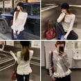 thumbnail image 2 of Wbxfbo Sweet Storm Point Long-Sleeved Ruffled Hem Base Shirt, Slimming Effect, 2 of 8