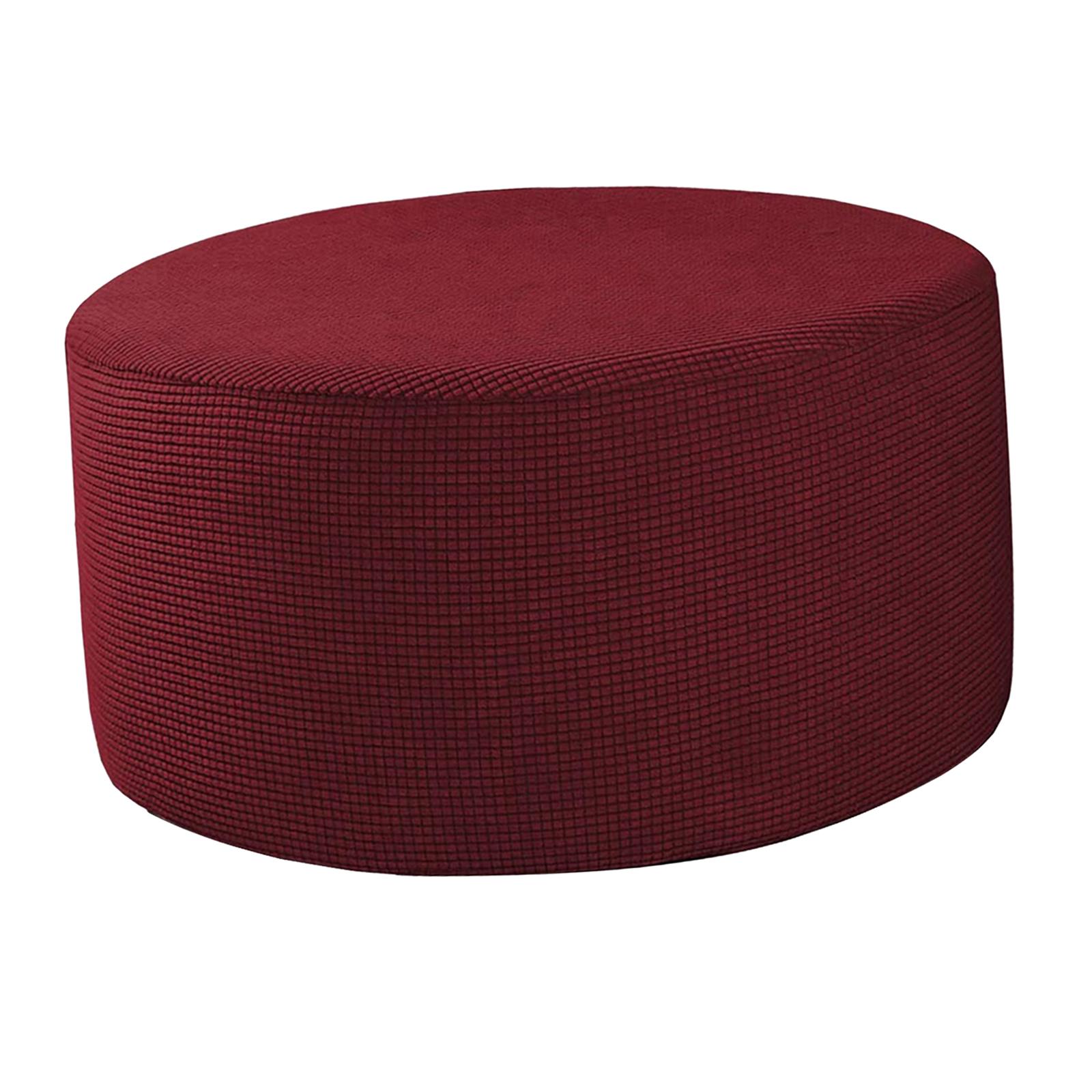 Ottoman Slipcovers Round Ottoman Footstool Cover Removable Red - image 3 of 6