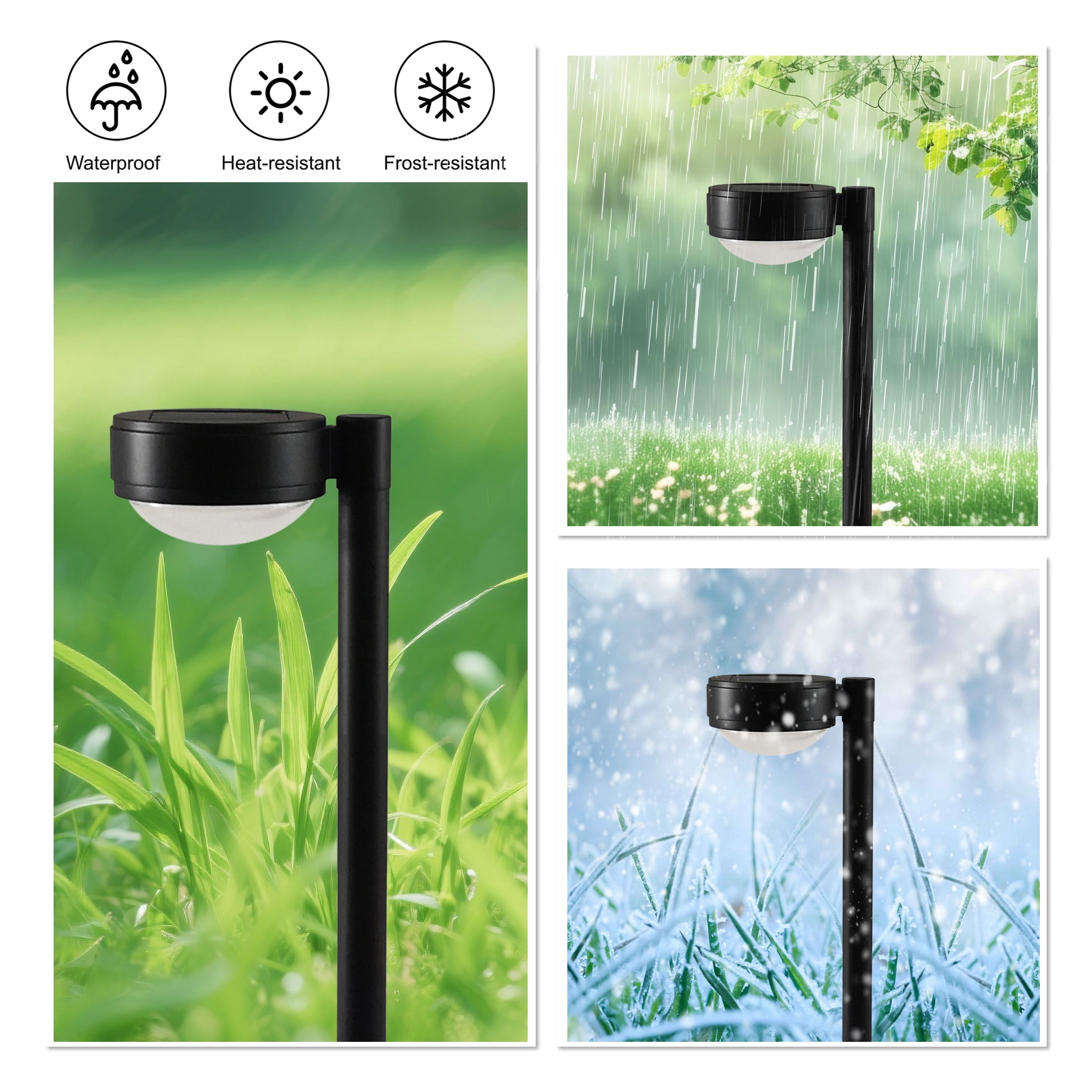 Better Homes & Gardens Solar Powered Black Dome Downlight Walkway and Landscape Light, 20 Lumens