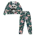 thumbnail image 2 of DISNIMO Panda Flower Print Women's Pajamas Set Soft Comfy Loungewear 2 Piece Pjs Set Casual Long Sleeve Sleepwear Nightwear Crew Neck Pullover Top with Long Pants, S, 2 of 7