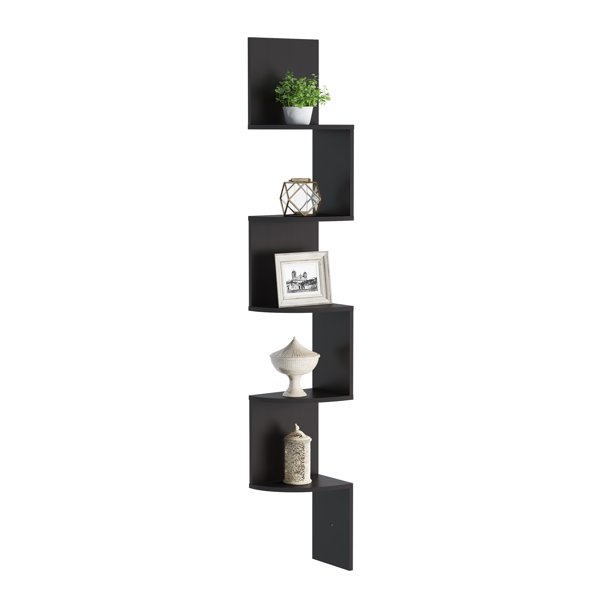 Floating Corner Shelf 5 Tier Wall Shelves With Hidden Brackets To Display Decor Books Photos More Hardware Included By Lavish Home Black Walmart Com Walmart Com