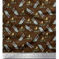 thumbnail image 1 of Soimoi Brown polyester Crepe Fabric Crocodile Face & Fish Ocean Print Fabric by the Yard 42 Inch Wide, 1 of 3