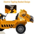 thumbnail image 3 of 12V 4WD Kids Ride-On Dump Truck - Battery Powered Construction Vehicle - Electric Dump Bed & Remote Control - Shovel & Music Player - Interactive Features, 3 of 7