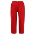 thumbnail image 4 of Pantalons Décontractés pour Femmes, Mode Décontractée, Couleur Unie, Longueur 5/8, Mélange de Lin, Pantalons d'Été Rouges S, 4 of 4