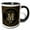 Black/White, variant on 3drose, Monogram Initial Letter M Black and Image of Gold Ornamental Flourish, 11oz Two-tone Black Mug