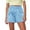 Light Blue, variant on Women's Side Pockets Summer Shorts - Elastic Waist, Relaxed Fit, Breathable Poly-Cotton, Casual Daily Lounge Shorts