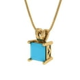 thumbnail image 2 of Clara Pucci 18K Yellow Solid Hypoallergenic Gold 1.5Ct Turquoise Princess Cut Solitaire Designer Necklace Pendant For December, 2 of 6