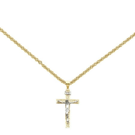 14kt Two-Tone INRI Crucifix Pendant