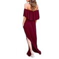 thumbnail image 2 of Womens Off The Shoulder Ruffle Party Dresses Side Split Beach Maxi Dress, 2 of 2