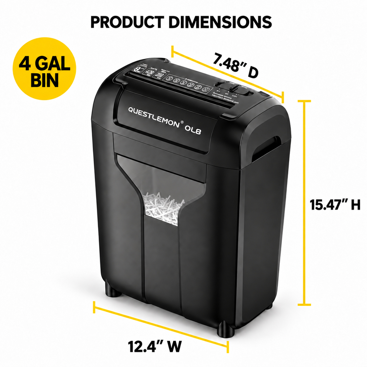 QUESTLEMON 8-Sheet Cross-Cut Paper Shredder with 4-Gallon Bin photo 7