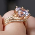 thumbnail image 2 of Dengmore Ring Ladies Ring Gold Full Crystal Round Crystal Wedding Ring Gift Ring 2pc, 2 of 9