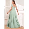 thumbnail image 3 of Vestido de dama de honor JKMMYO con hombros descubiertos de gasa verde salvia US26W, 3 of 7