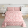 thumbnail image 3 of Feelyou Bohemian Aztec Women Bedding Comforter Set, Vintage Bohemian Mandala Twin Comforter Sets, Pink Triangle Square Reversible Bedding Set, Ultra Soft Bedroom Decor, 2-Piece, 3 of 9