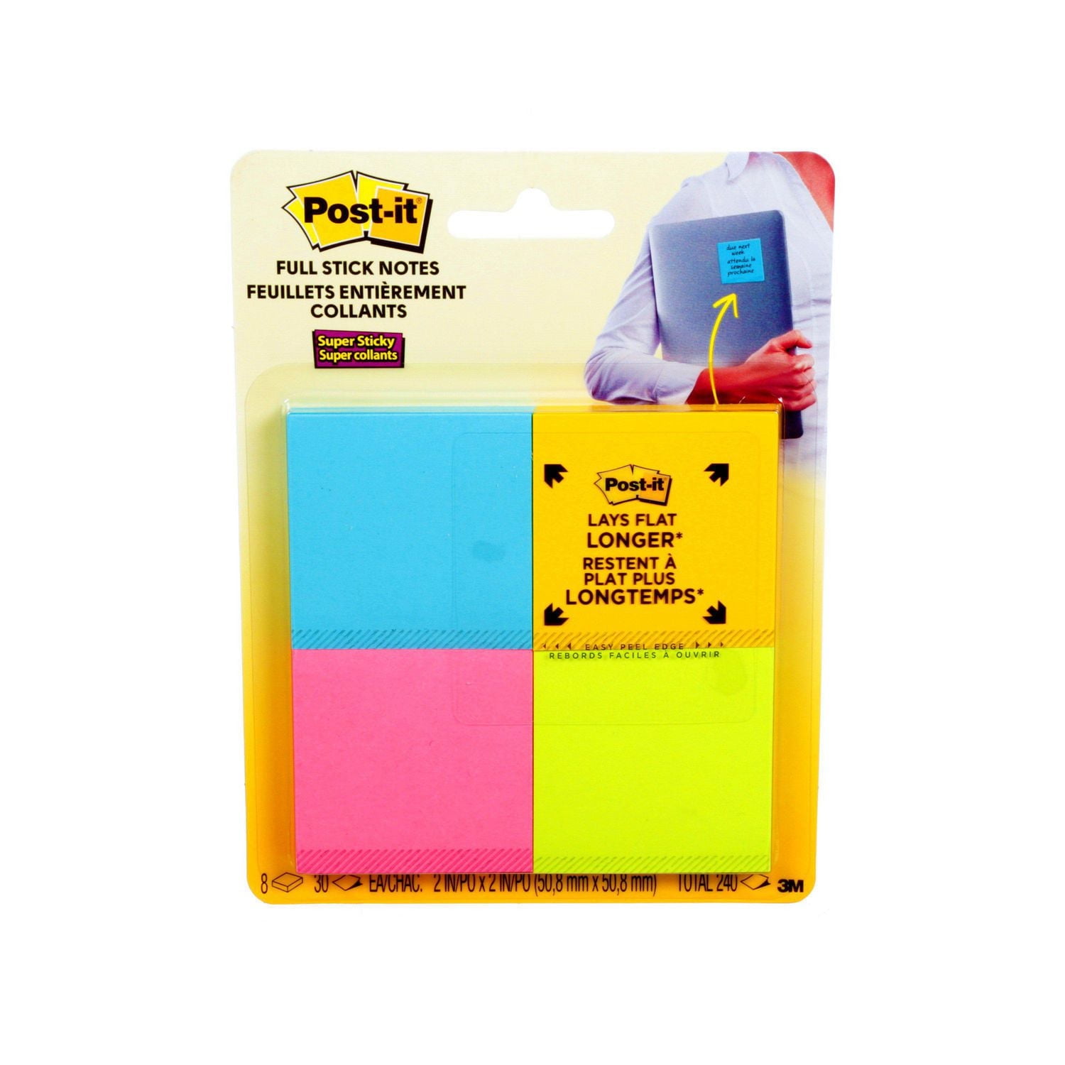 Post-it® Super Sticky Notes, Rio de Janeiro Collection, 2 in x 2 in (5 cm x 5 cm), 25 sheets per pad, 8 pads per pack