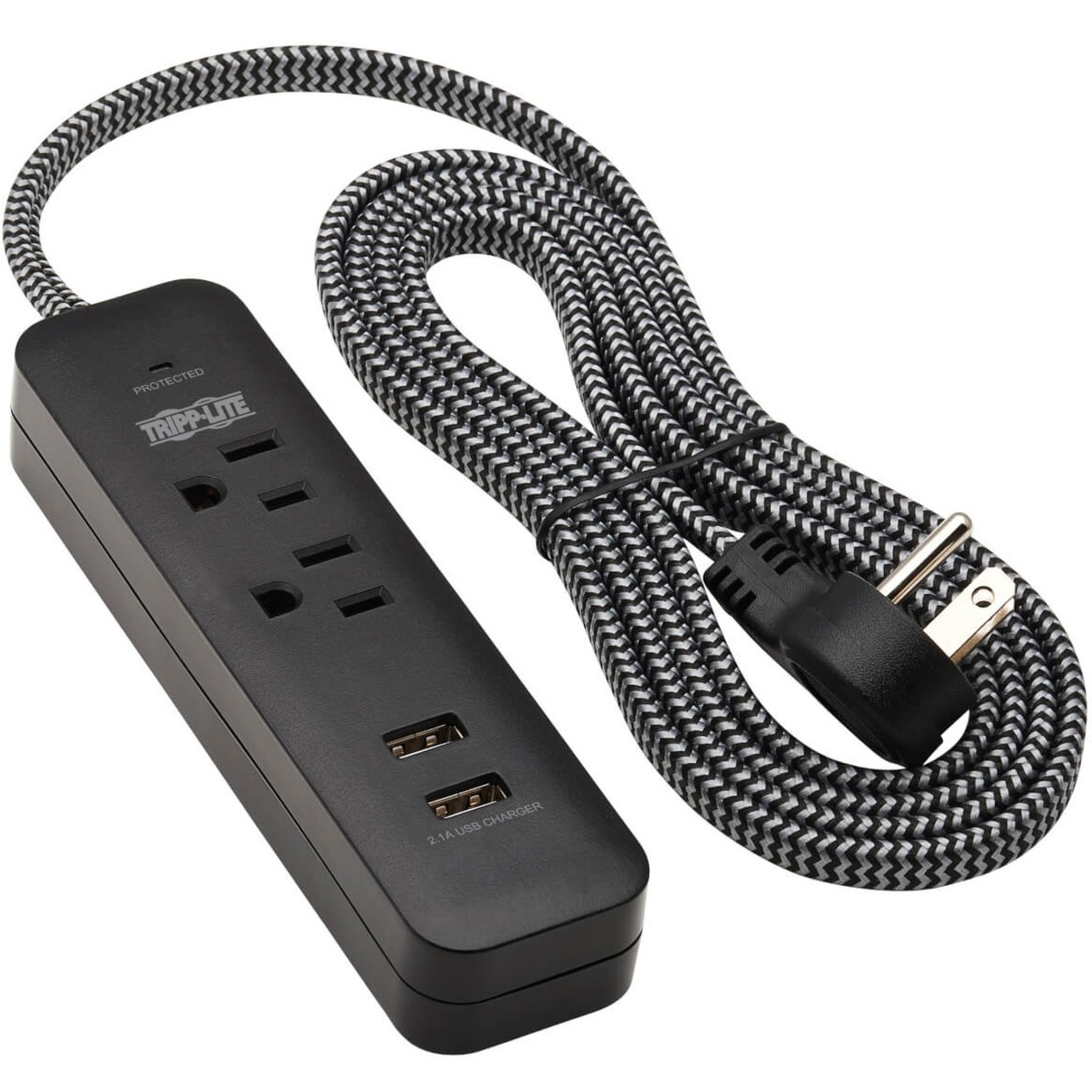 Tripp Lite Surge Protector Strip 2-outlet W 2 Usb Ports 2.1a 6ft Cord Surge Protector 15 A Ac 120 V 1800 Watt Output Connectors: 4 6 Ft Cord Black