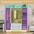 thumbnail image 4 of Blotout 70" Armoire Wardrobe Closet with Mirror, LED Wardrobe Armoire with 2 Drawers, 4 Door Wood Armoire Storage with Hanging Rods and Multi-Layer Shelves, 4 of 7