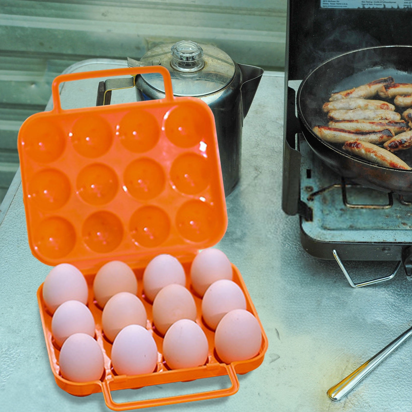 JilgTeok 3 Packs Portable 12 Egg Carrier Case ABS Plastic Camping Egg Storage Box with Handle for Outdoor Hiking Travel
