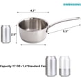 thumbnail image 2 of 18/10 Stainless Steel Butter Warmer Measuring Pan, 0.5-Quart Milk Pot with Dual Pour Spouts, 17OZ Small Sauce Pan for Stove Top, Chocolate Melting, Coffee Tea Soup Warming -, 2 of 6
