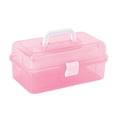 thumbnail image 1 of Organizador de caja de almacenamiento de 3 capas con bandejas elevables para manualidades, costura, pasatiempos y más. Rosa, 1 of 7