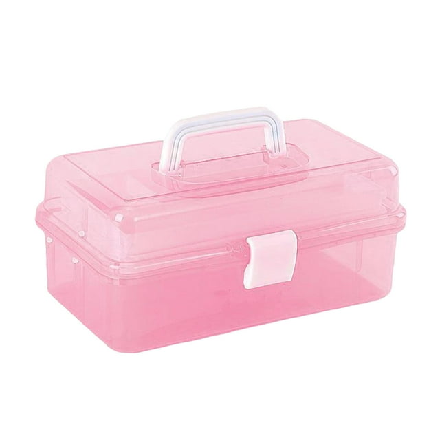 Caja de almacenamiento de plástico de 12'' perfecl con bandeja organizador multipropósito Rosado