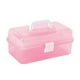 thumbnail image 1 of Caja organizadora de almacenamiento de 3 capas con bandeja, caja de suministros de costura y arte, caja de herramientas plegable Rosa, 1 of 7