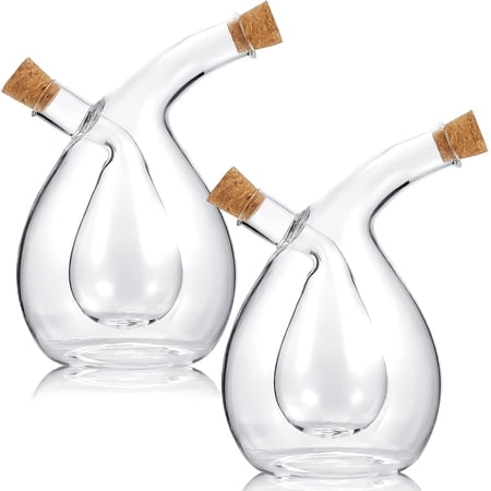 2 Pcs Oil and Vinegar Dispenser 2 in 1 Glass Olive Oil and Vinegar Cruet Dispenser Bottle Olive Soy Sauce Dispenser Double Pourer Spout Kitchen Cooking Container(Classic) 2 Pcs Oil and Vinegar Dispenser 2 in 1 Glass Olive Oil and Vinegar Cruet Dispenser Bottle Olive Soy Sauce Dispenser Double Pourer Spout Kitchen Cooking Container(Classic)