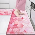 thumbnail image 2 of Pink Kitchen Rug Set of 2 Marble Anti Fatigue Mats for Kitchen Floor Kitchen Rugs Non Slip Washable Modern Comfort Standing Cushioned Kitchen Rugs and Mat Abstract, 17'''' x 30'''' + 17'''' x 47 '''', 2 of 6