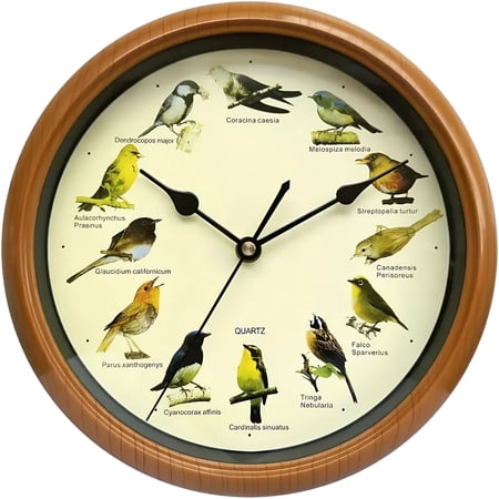 DESIGNICE Bird Wall Clock-Original Singing Bird WallDesk Clock Decor,10 Inch